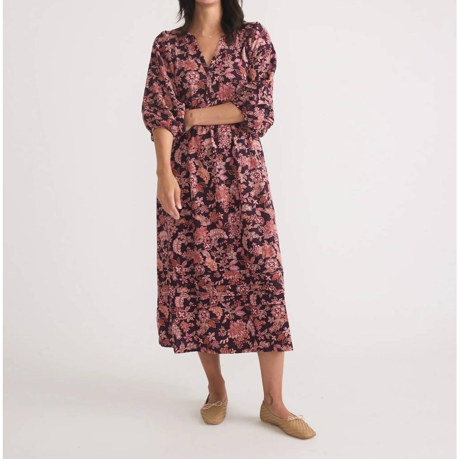 New Marine Layer Lola Midi Dress In Warm Floral